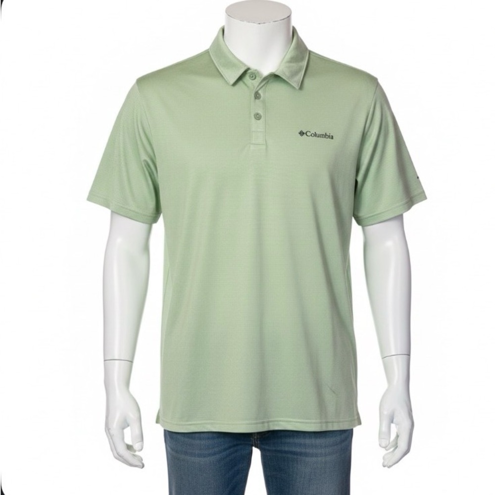 NEW Columbia Omni-Wick Hike Polo M Light Green Athletic Golf Performance Shirt